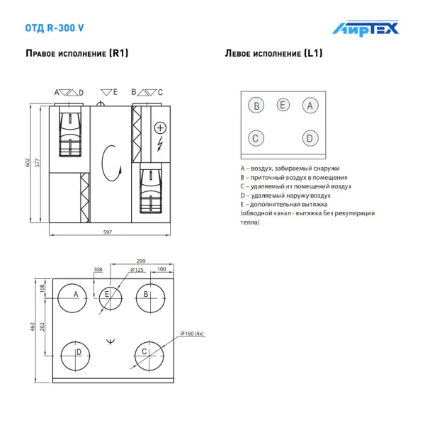 Komfovent (ОТД) R-300 V W/DH R1/L1 M5/M5 GTC L/A схема подключения